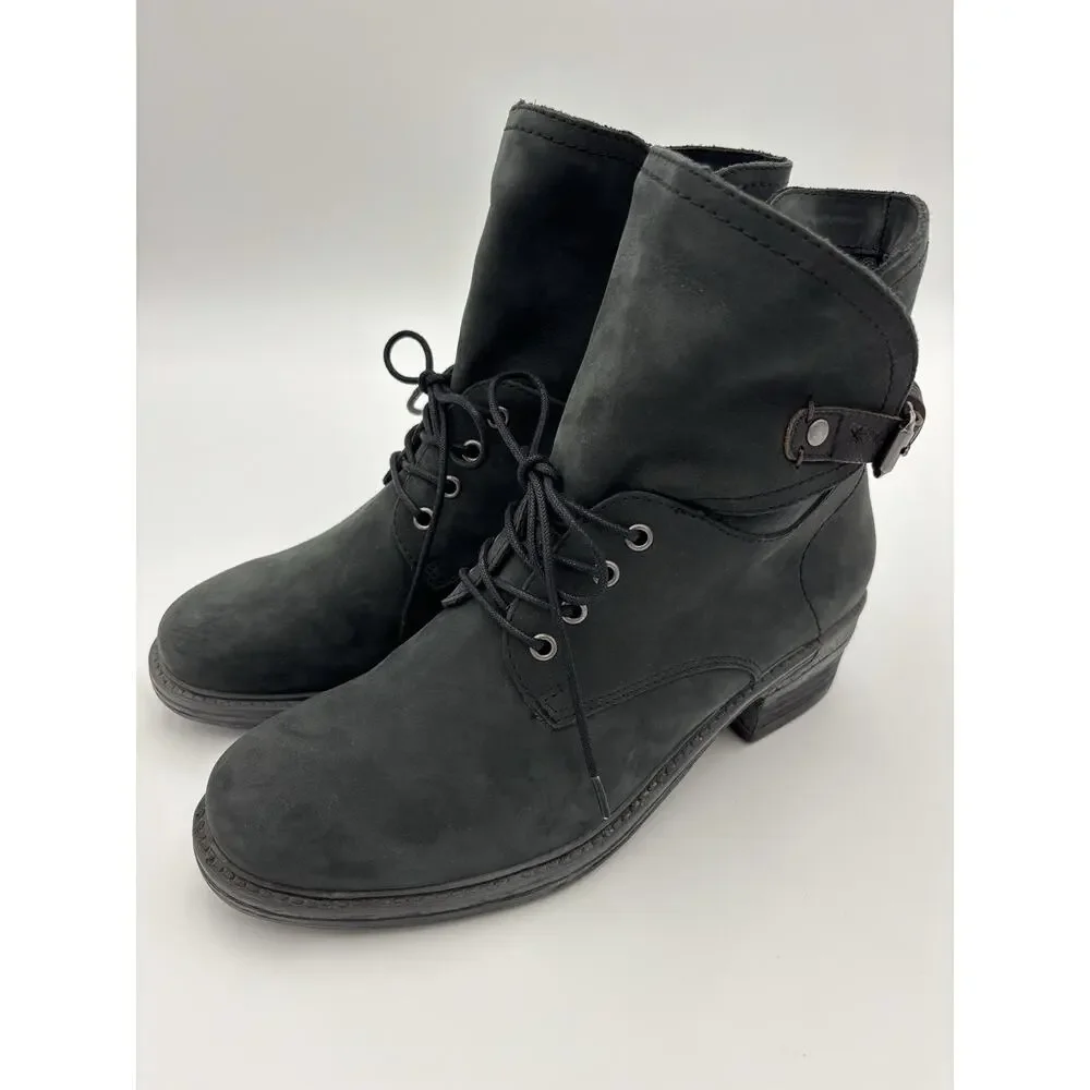 OTBT Gallivant Ankle Boots Lace Up Soft Black Grey Size 8.5